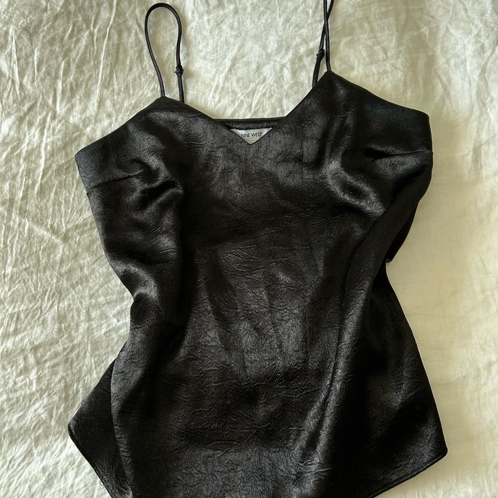 Nine West Black Asymmetrical Fitted Camisole